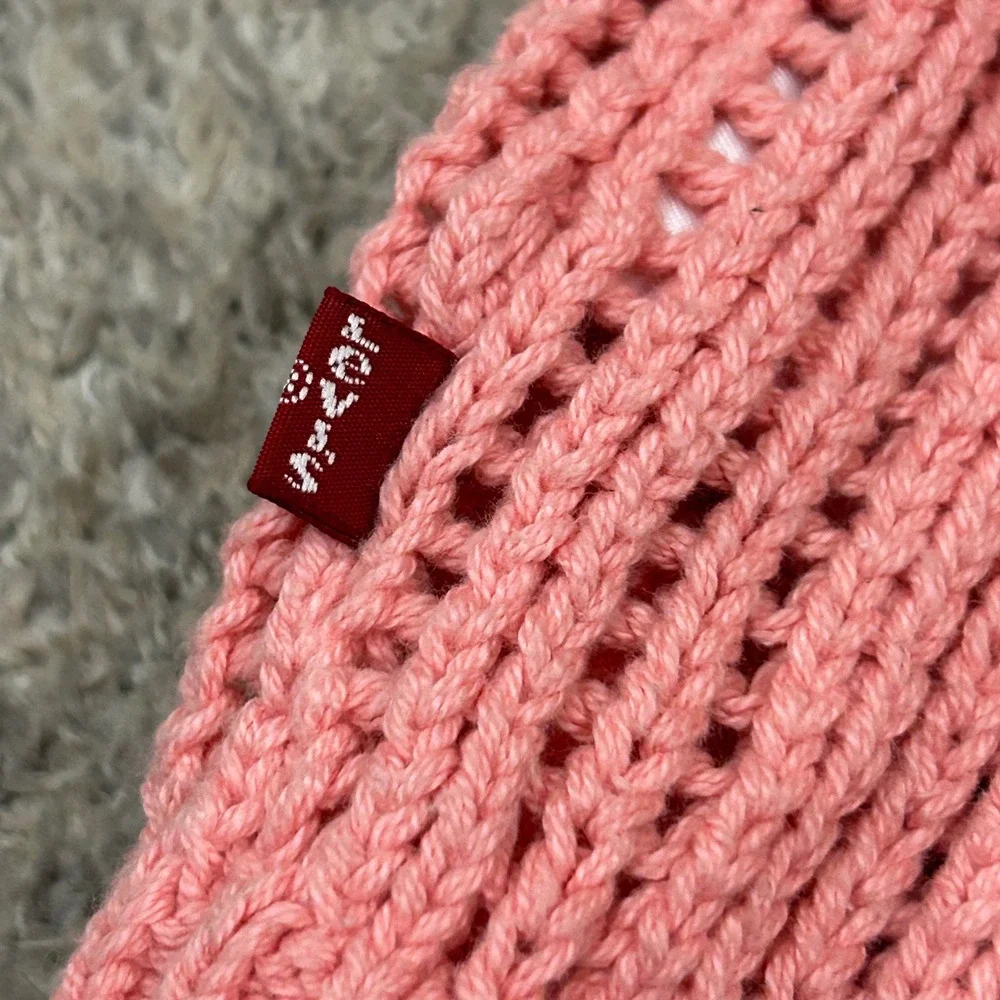 Levi's Sweater Vest Medium Pink Open Knit Crochet Cotton Sleeveless Baby Blue - Picture 8 of 8